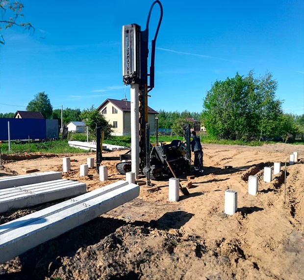 Монтаж фундамента на забивных сваях в Агидели